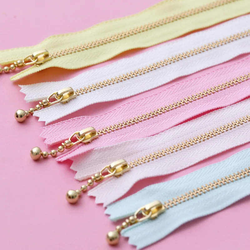 5pcs 3# Gold Metal Zipper Close-end Zip 12/15/20cm for Jeans Bags Sewing Tailor Garments Handbag Craft DIY Accessories