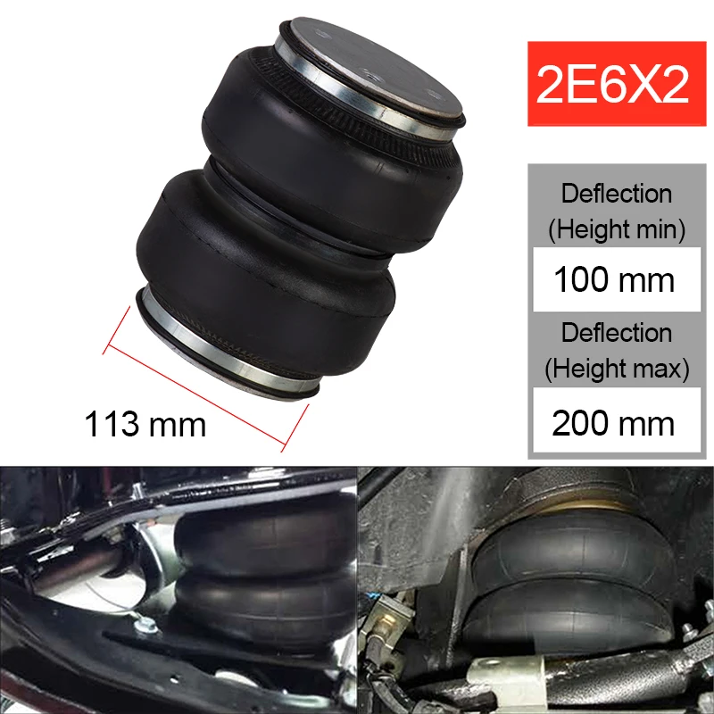 Universal Rubber Double Convoluted Air Spring Airbag Air Ride Suspension Bag Pneumatic Bag Shock Absorber Car Accessories 2E6X2