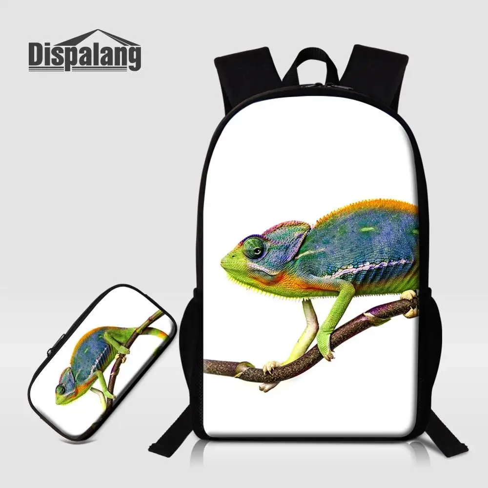 Boy New Shoulder Bag 2 PCS Bags Set Animal Lizard Backpack To School Pencil Case Children Bookbag Pack Bagpack Primary Mochilas