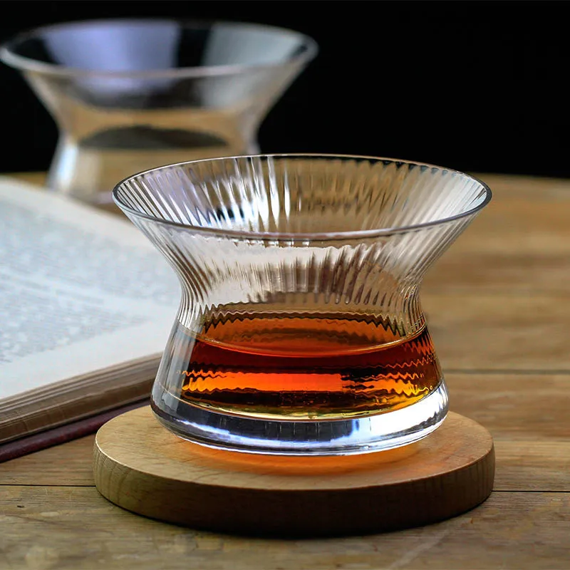 Spin Japan EDO Crystal Whisky Cappie Hanyu Glass Bowl Cup Rotatable Stripe Barley-bree Wine Glass Brandy Snifter Gift dropship