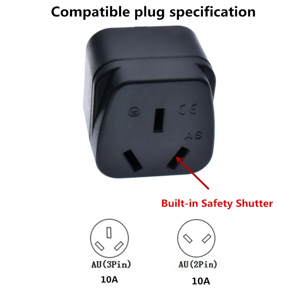 Australia, New Zealand, China to USA /American Plug Adapter (250V - Max 10A)