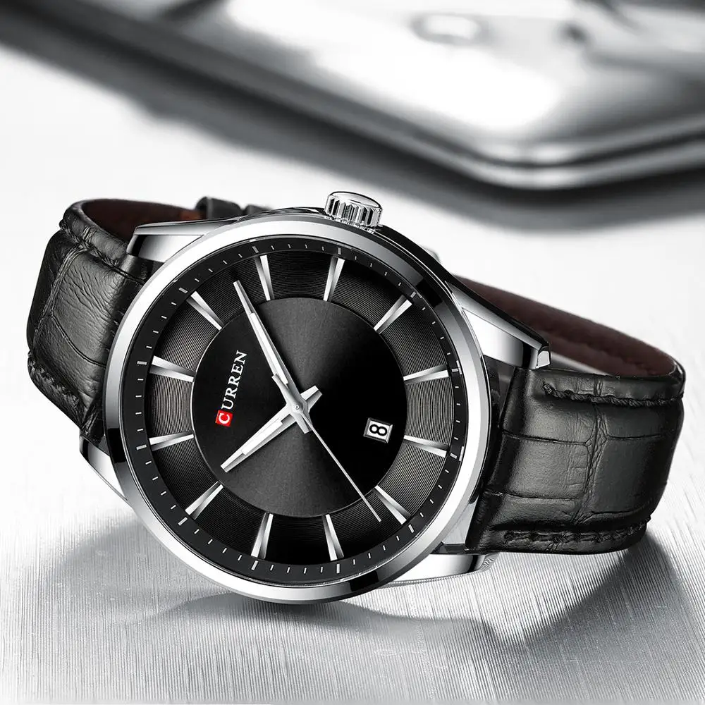 CURREN kuvars saatler erkekler için deri kayış erkek kol saatleri en lüks marka iş erkek saati 45mm Reloj Hombres