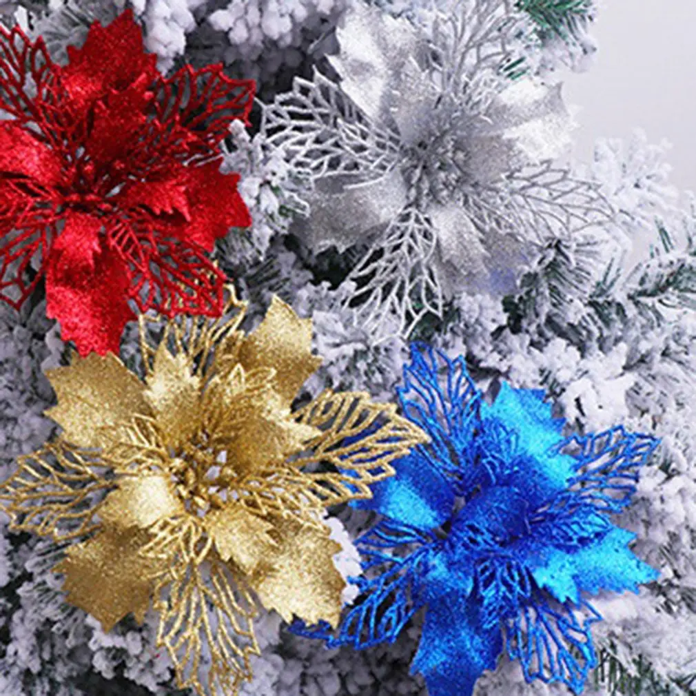 Double Christmas Flowers Christmas Pendant Ornaments for Christmas Decoration Hanging Ornaments Christmas Props Accessories