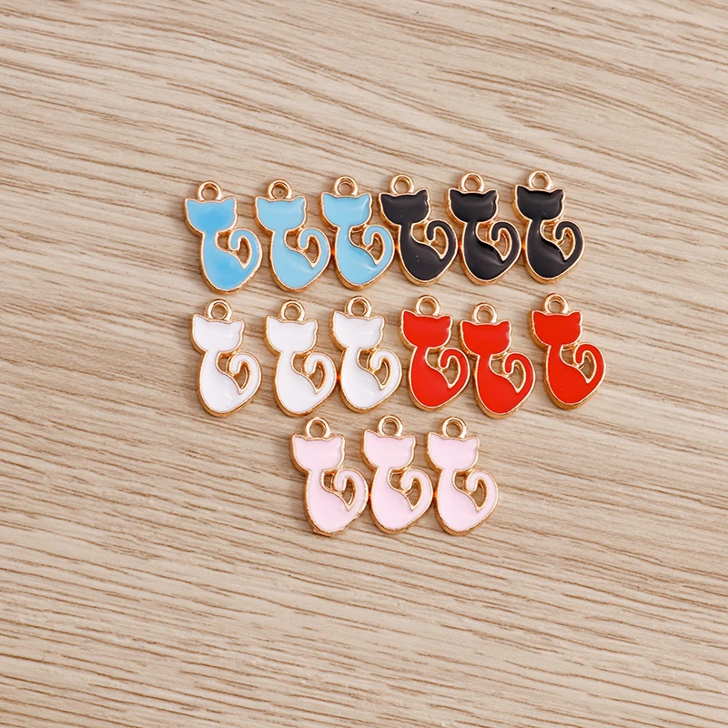 10 teile/los Cartoon Tier Katze Emaille Charms für Schmuck Machen Nette Tropfen Ohrringe Anhänger Halsketten DIY Schlüsselbund Handwerk Liefert – Detail 7