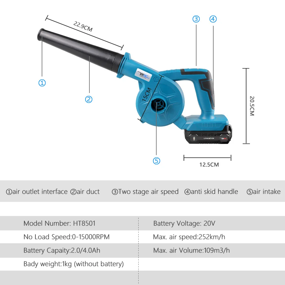 Newone 20V Portable Computer cleaner Electric air blower dust Blowing Dust Computer Dust Collector Air Blower with 4A battery
