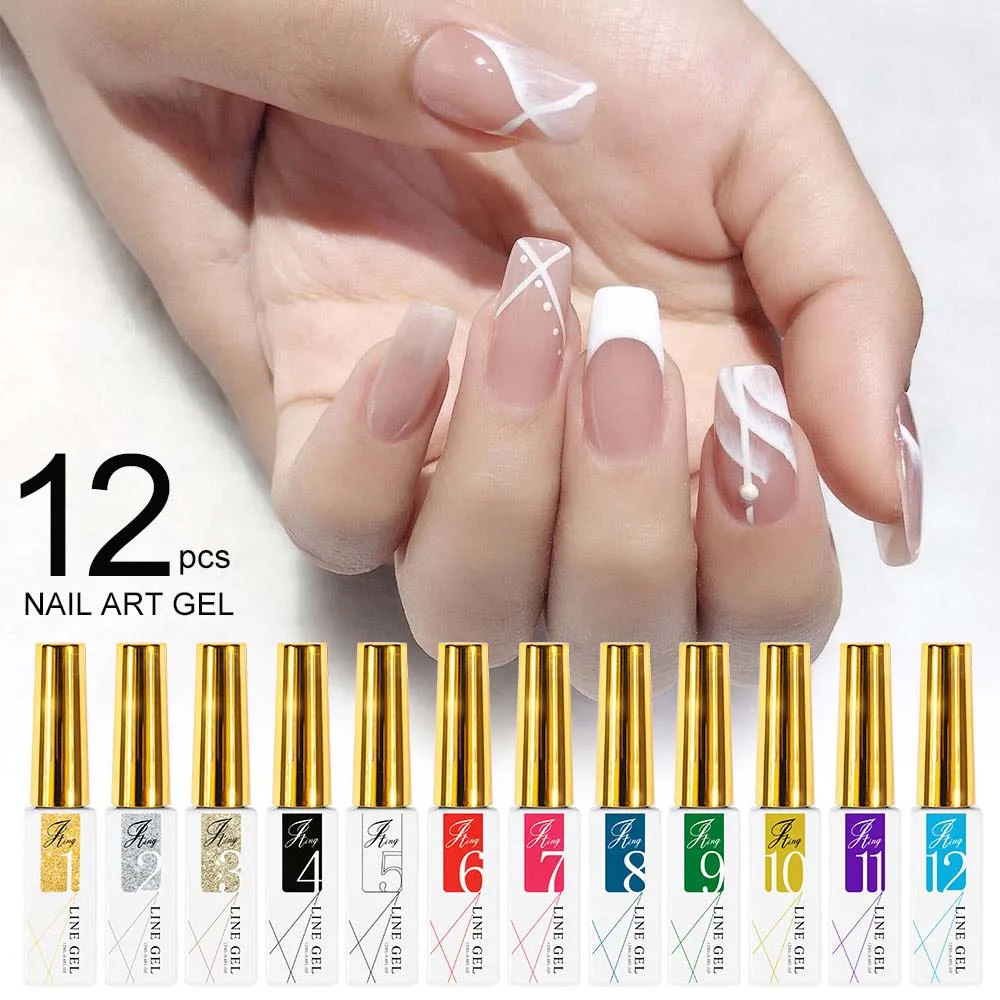 12 Colors Nail Gel Polish For Manicure Tools 12 ML Giltter Gel Nails Design Need Nail Lamp UV Gel Varnish For Nails Art Painting