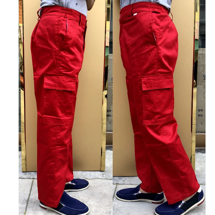 2022 japanese style Wear-resistant workout pants orange cotton overalls pants men casual loose HIPHOP pocket cargo pants for men