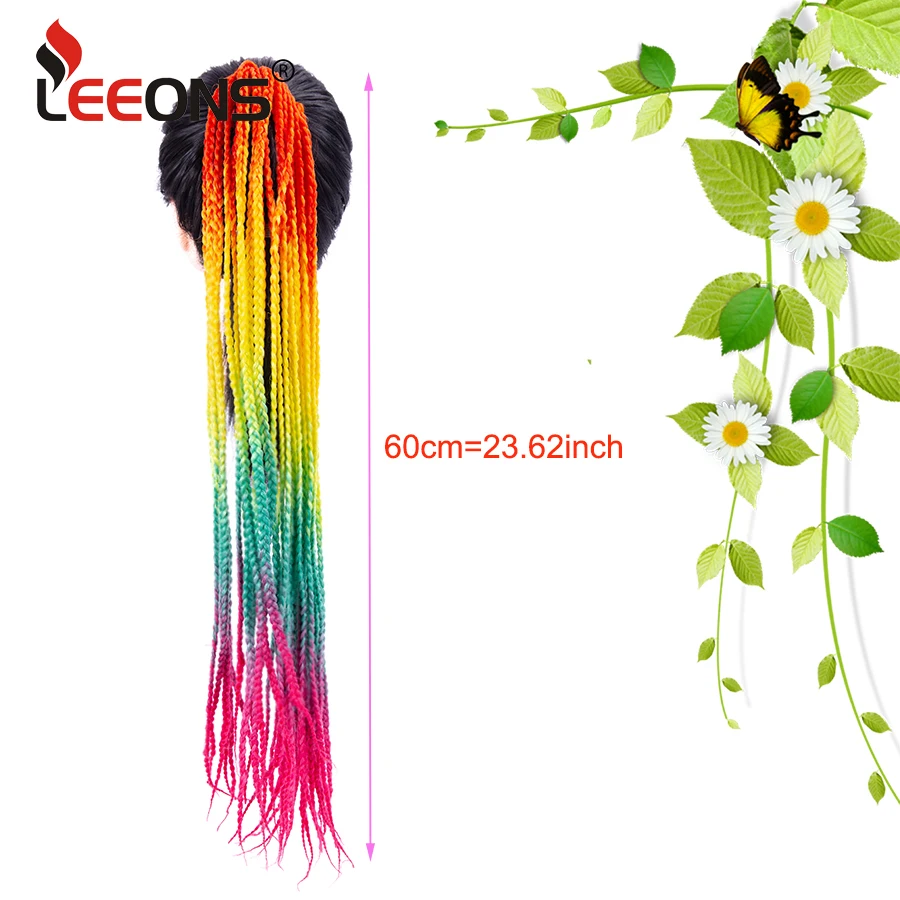 Leeons Synthetic Girls Hair Extensions Accessories Colorful Box Crochet Hair Ponytail Rubber Bands Twist Braid Rope For Kids