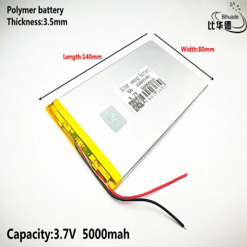 

Liter energy battery Good Qulity 3.7V,6000mAH 3580140 Polymer lithium ion / Li-ion battery for tablet pc BANK,GPS,mp3,mp4