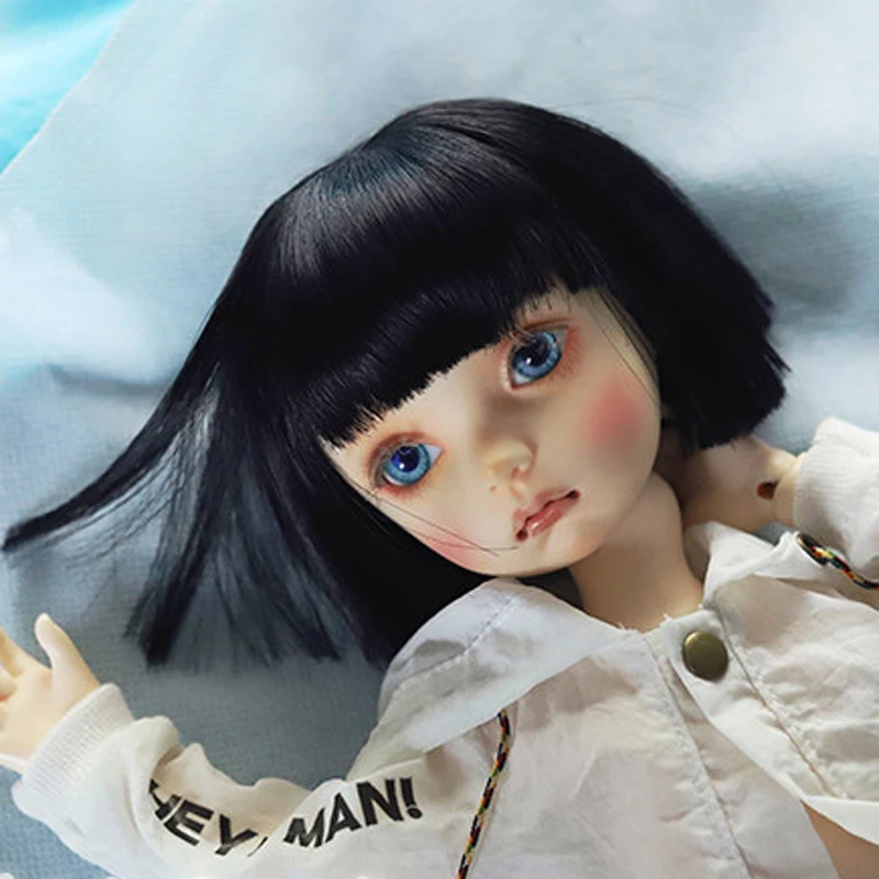 

Парик для BJD SD кукол 1/3, 1/4, 1/6, 1/8, термостойкий, милый, короткий, черный, с цветными прядями