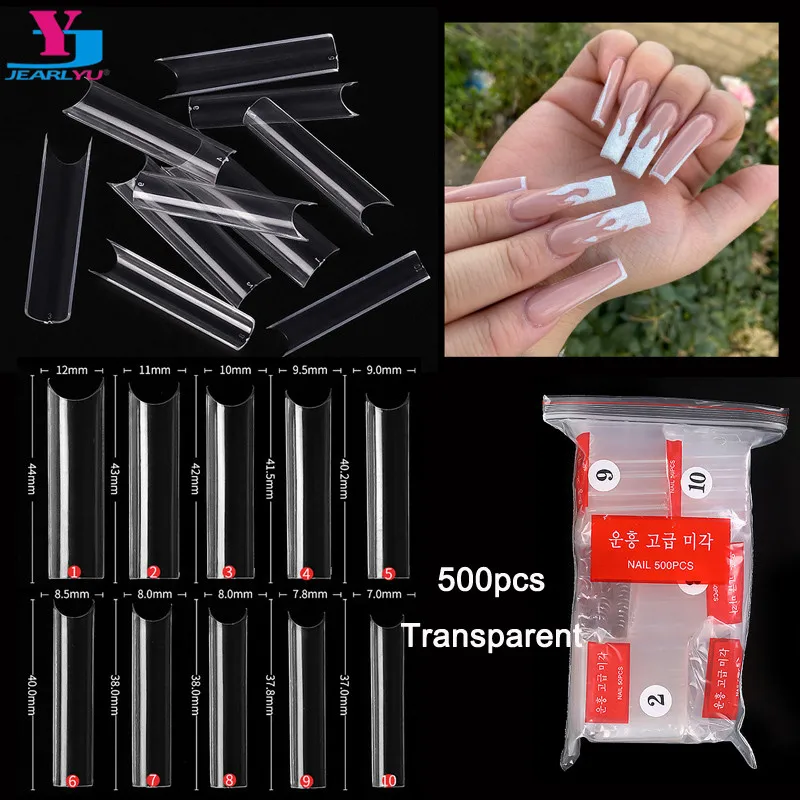 

XXL Full Cover Nail Tips 500Pcs C Curve Extra Long Press On False Nail Square Tips Clear Gel Nails Extension Fingernail Manicure