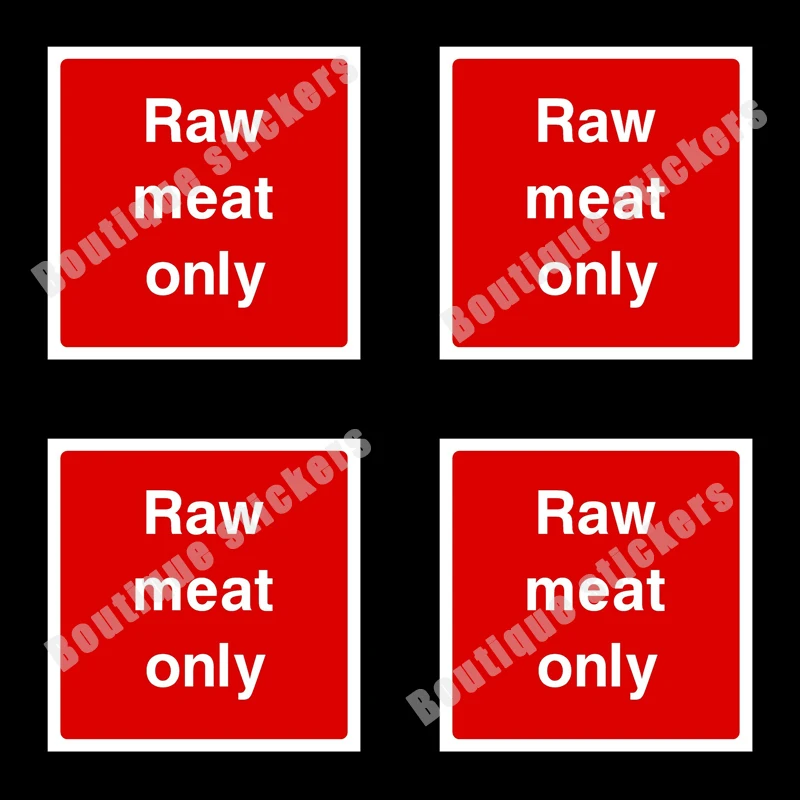 4X Only Raw Meat Logo Sticker Food Hygiene Practical Decals Hot Sale High Quality Waterproof Sunscreen Die-cut PVC Vinyl