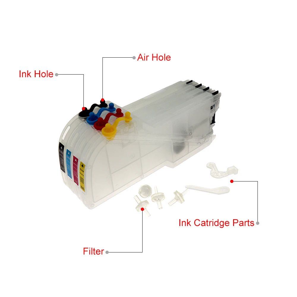 OYfame LC11 Cartridge LC38 LC11 LC61 LC65 LC67 LC980 Ink Cartridge For Brother DCP-J140W DCP-145C DCP-165C DCP-185C 195 Printer