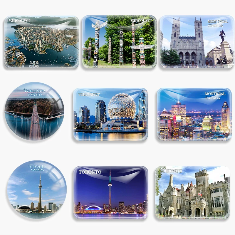 Canada Vancouver Totems Fridge Magnet Toronto Montreal Tourist Souvenir House Decoration glass Refrigerator Magnetic Stickers