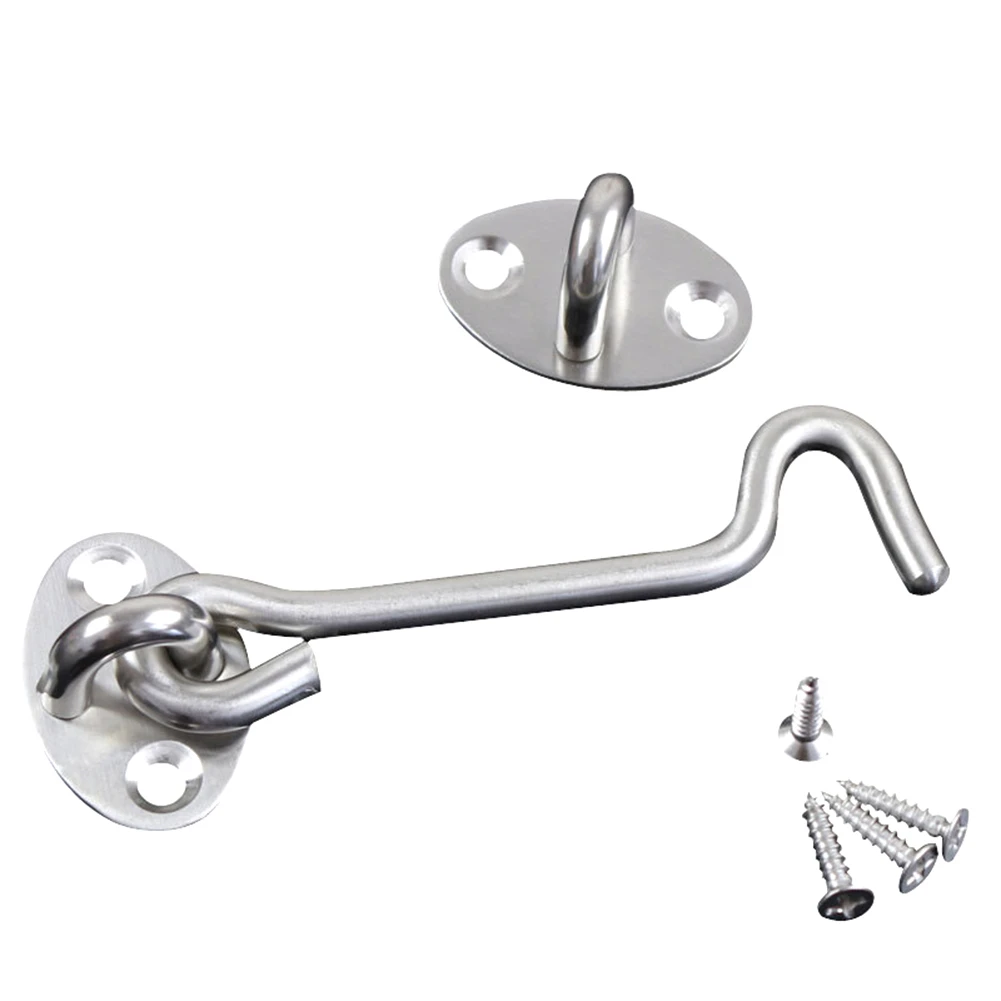 Door Bolt Stainless Steel Window Sliding Door Latch Cabin Hook And Eye Latch Lock Shed Gate Door Catch Silent Holder