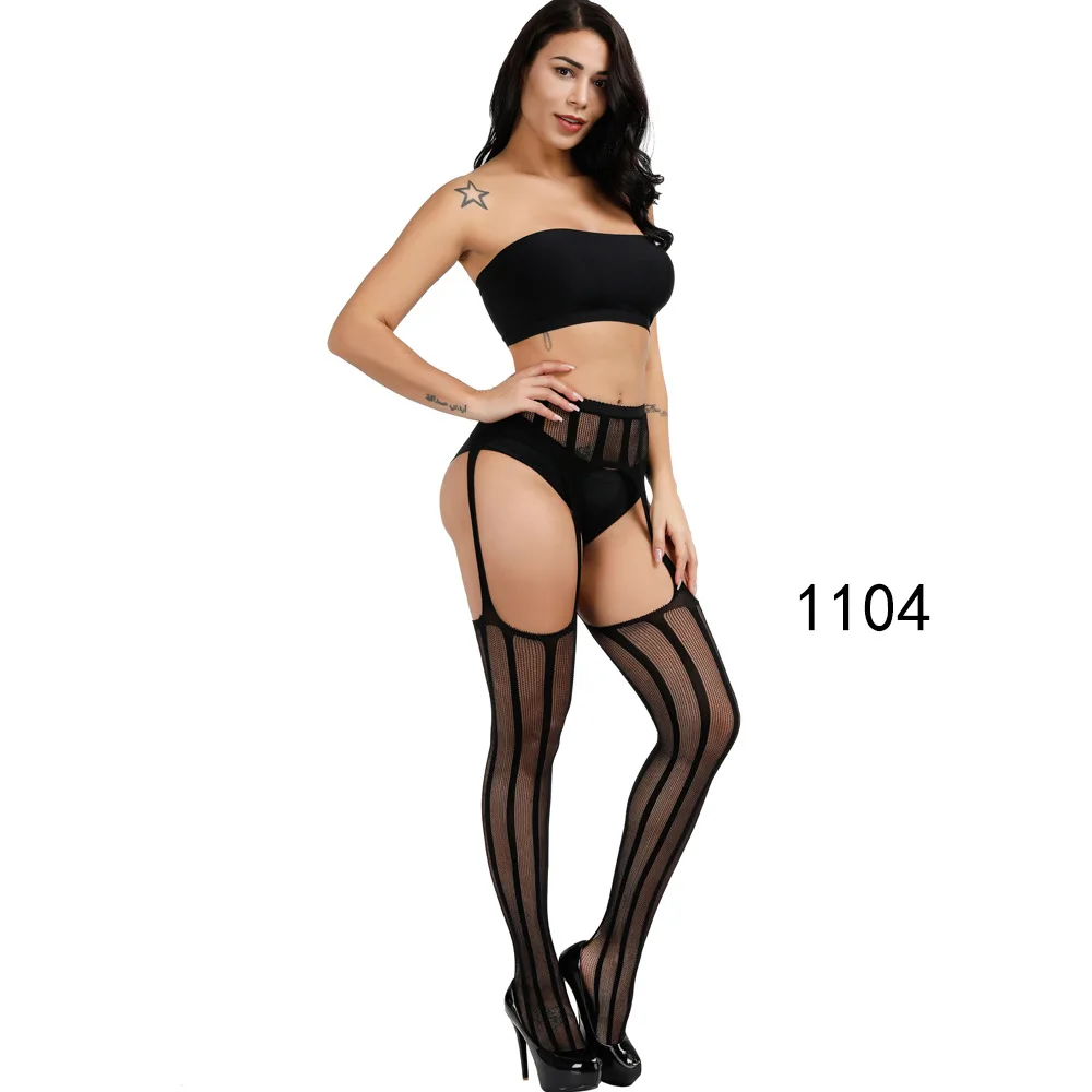 

2021 Latest Popular Sexy Underwear Lace Transparent Suspender Net Socks Black Sexy Temptation No Take Off Waist Wishing Net Stoc