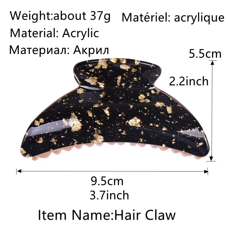 9,5 cm Acryl Haar Krallen clips für Frauen Haarschmuck Haars pange Mode schwarz Goldfolie große Krabben Clip Haarnadeln Kopf bedeckung Geschenke