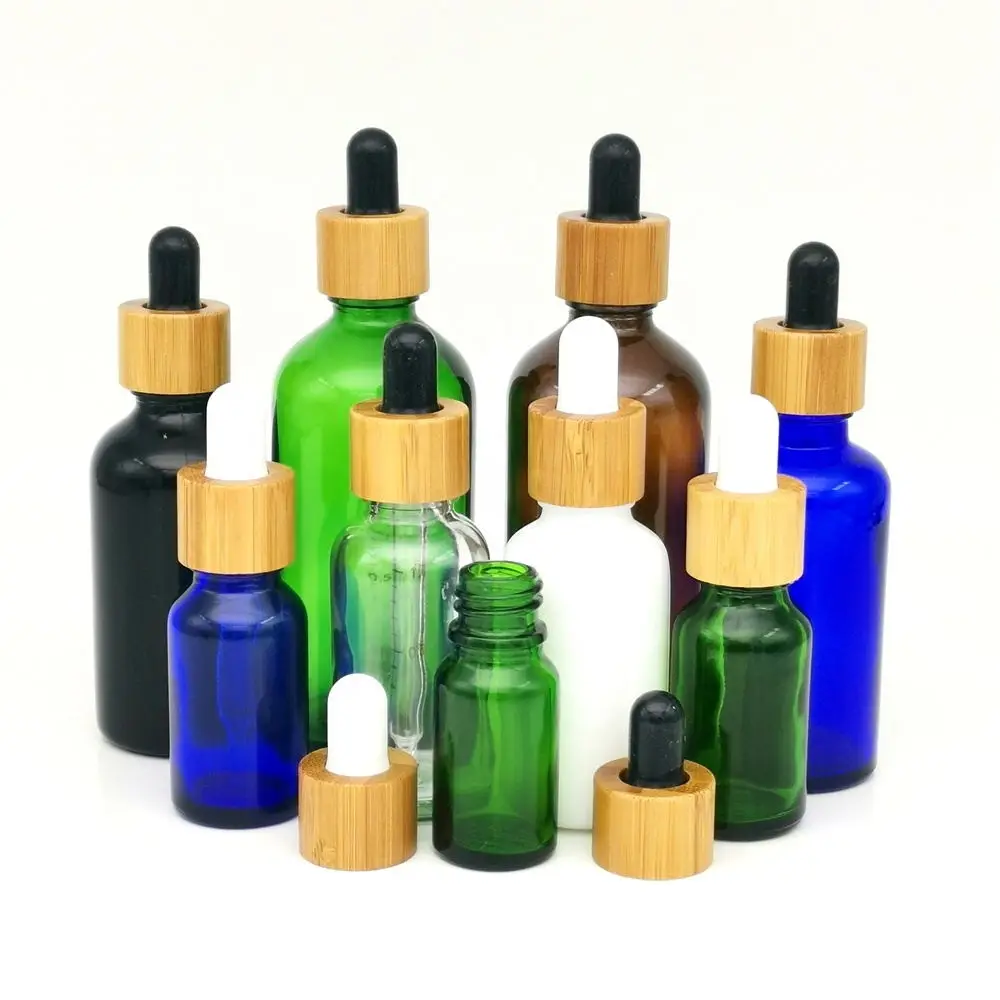 

5ml/10ml/15ml/20ml/30ML/50ml/100ml Reagent Eye Dropper transparent Glass Aromatherapy Liquid Pipette Bamboo Bottle Refillable