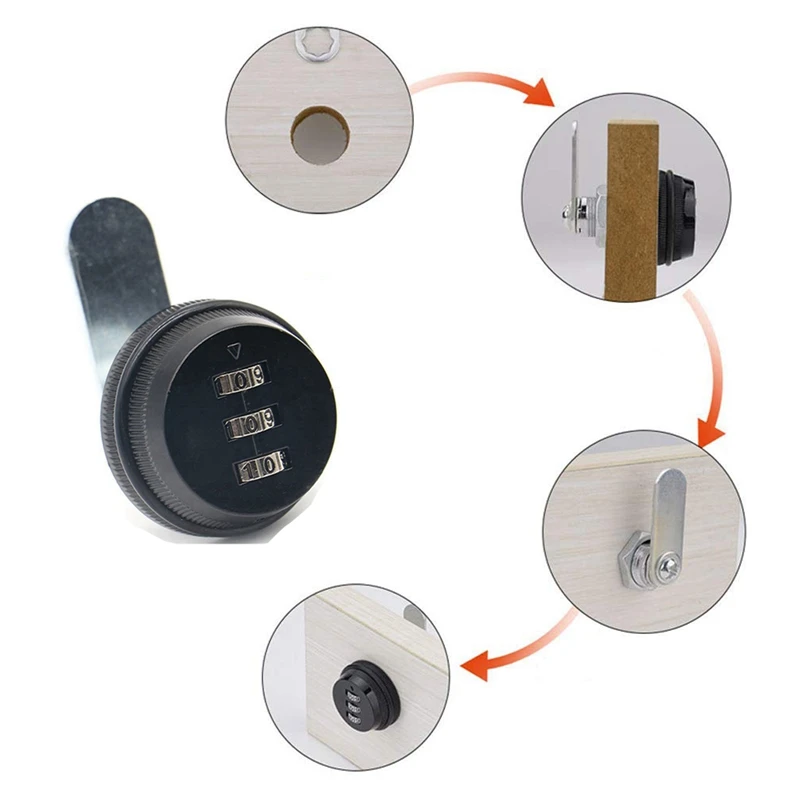 3 Digits Password Smart Lock Clockwise Anti-clockwise Door Lock Digital Electronic Cabinet Door Lock Drawer Password Locker