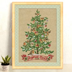 L'albero Di Natale con gli uccelli punto croce kit cotone filo di seta 18ct 14ct 11ct biancheria di lino tela di cucitura del ricamo FAI DA TE