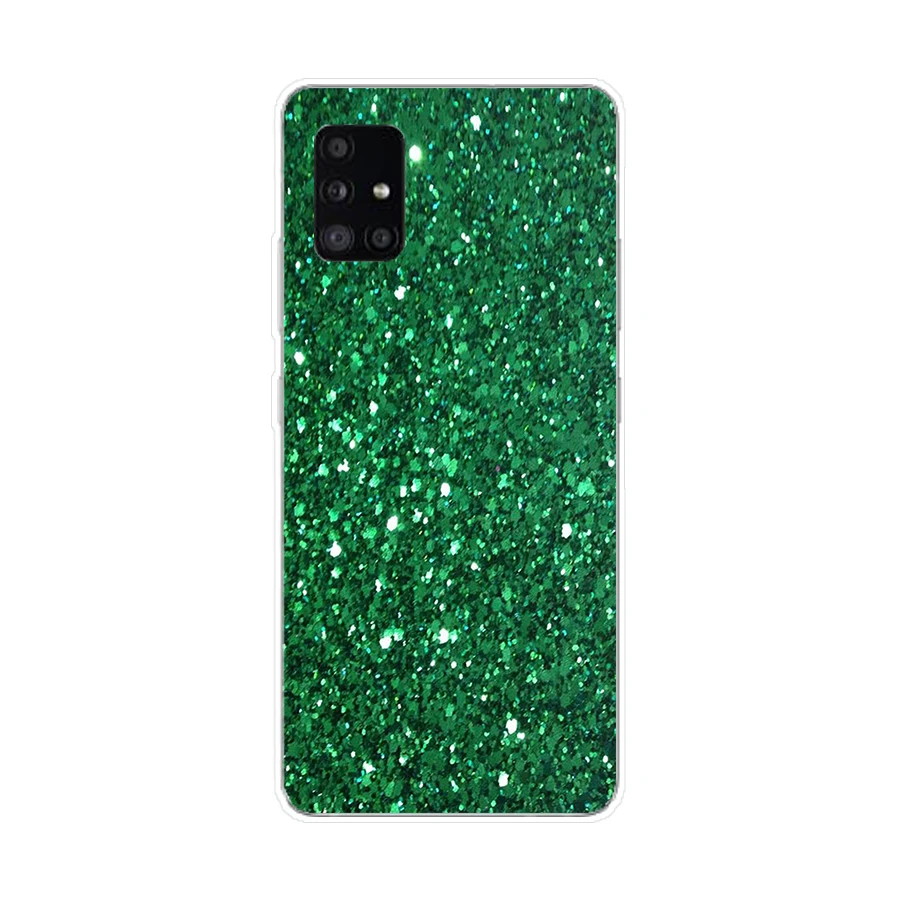 321FG Beautiful Emerald Green glitter Soft Silicone Tpu Cover Case for Samsung Galaxy A20 A20E A20S A40 A31 A41 A51 A71 case