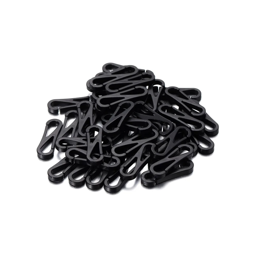 30Pcs/Lot Black Plastic Hat Hook Gloves Masks Hang Rope Hooks Retainer Ends Rope Sunglasses Cord Holder Strap Loop Connectors