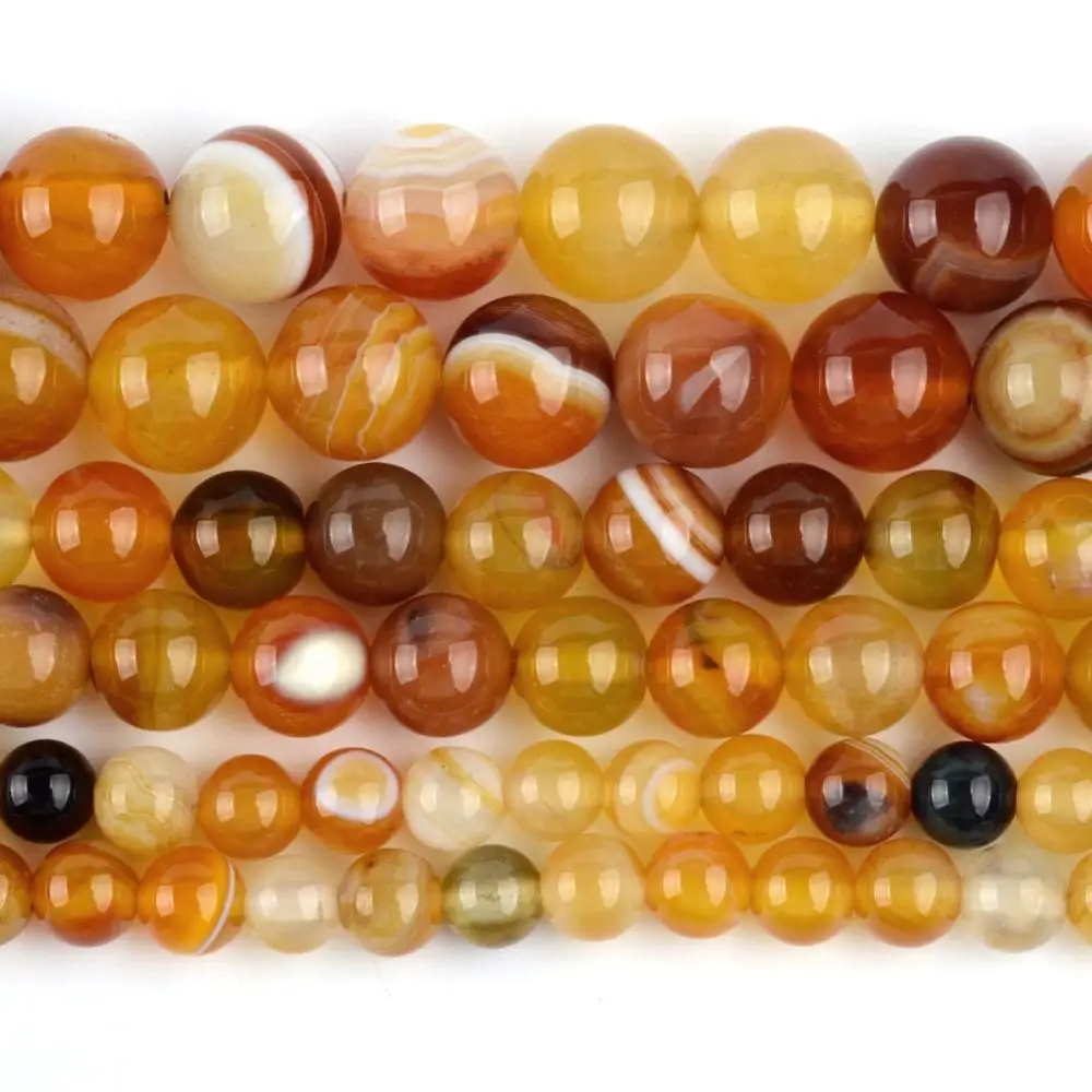 Natural Brown Striped Agates Stone Beads For Jewelry Making 6 8 10 mm Round Loose Spacer Beads Diy Bracelet Charms Accessories