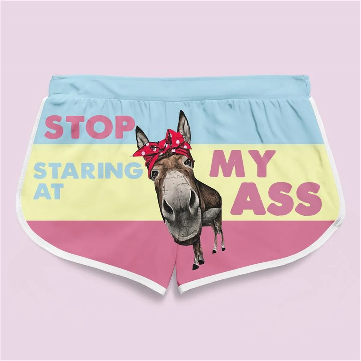 

PLstar Cosmos Summer Casual Shorts Stop Staring At My Donkey 3D Printed Trousers Girl For Women Shorts Beach Shorts