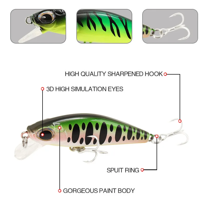 Fishing Accessories Lures Minnow Isca Artificial Weights 6.5g 55mm Baits Sinking Wobblers Trolling For Carp Fish Goods Leurre