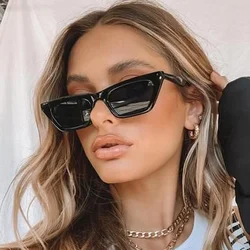 Vintage Cat Eye Sunglasses Woman Retro Shades Black Sun Glasses Female Fashion Small Frame Mirror Square Oculos De Sol