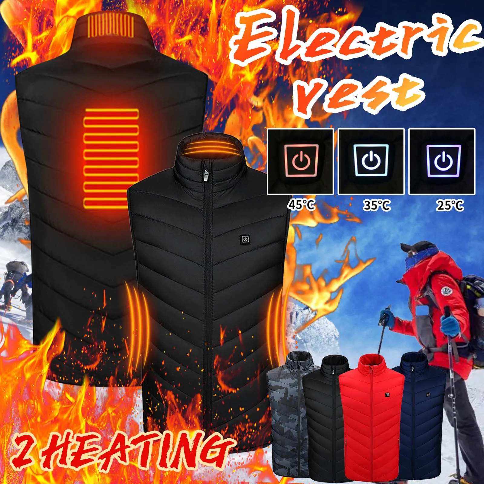 

Heated Vest Zones Electric Heated Jackets Men Women Sportswear Heated Coat Graphene Heat Coat USB Heating Jacket For Camping