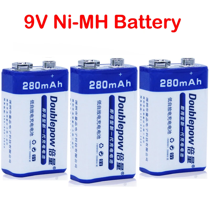 9V 6F22 Ni-MH Battery 9V Rechargeable Battery For Multimeter Smoke Alarm Metal Detector Microphone 9V NiMH Rechargeable Battery