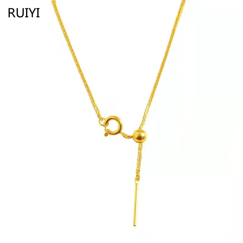 

RUIYI Real 18K Adjustable Choppin Chain Simple Fashion Style Pure AU750 Women's Clavicle Necklace Birthday Gift