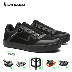 Sandugo-Sapatos de Mountain Bike, Enduro, D, H, adequado para todos os SPD, pedais planos, bicicleta, tecido de alta qualidade