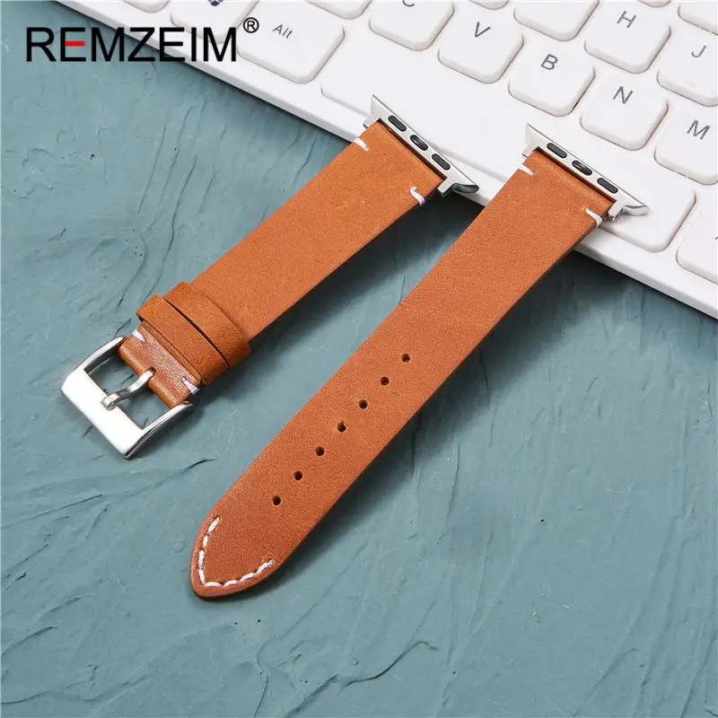 Genuine Cow Leather Strap for Apple Watch Series Ultra 8 7 6 SE 5 4 3 Watchband 38/40/41mm 42/44/45/49mm for iwatch