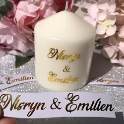 Personalized candle stickers vinyl name decals gold candles intitials letters sticker ( candle not included)