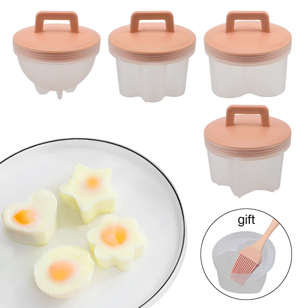 

With Lid Brush Cute Egg Cooker Egg Mold 4 Pcs/Set Kitchen Cooking Tool Plastic Egg Boiler Cookware Bakeware Tool