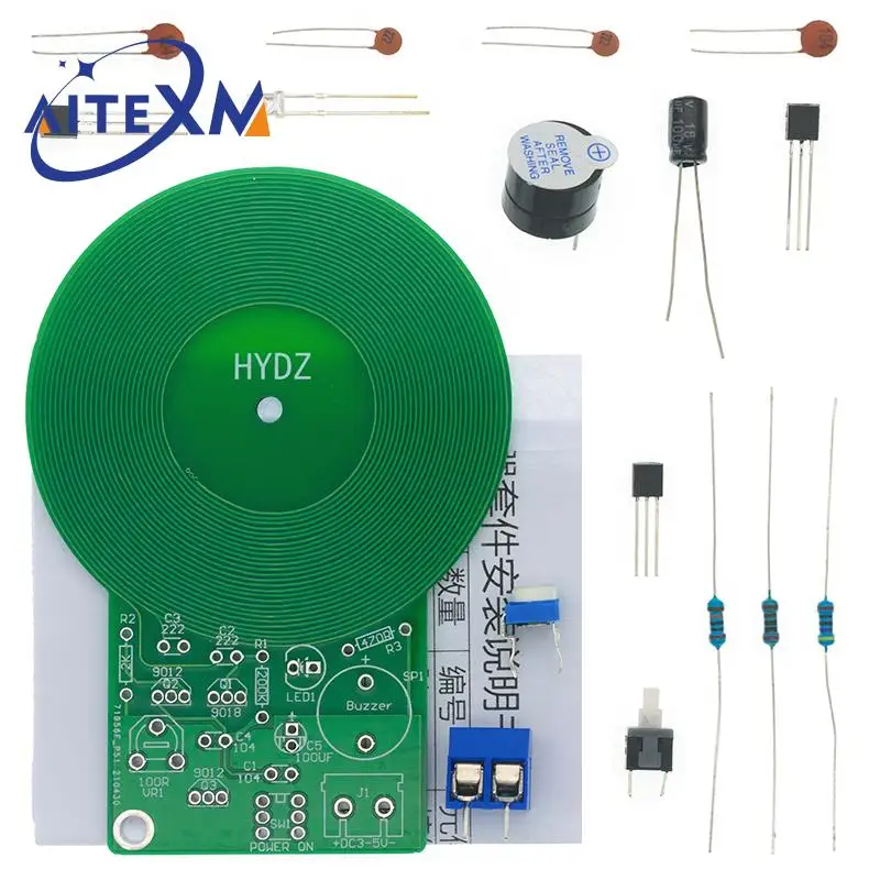 JS-60 DIY Kit Metal Detector Kit Electronic Kit DC 3V-5V 60mm Non-contact Sensor Board Module DIY Electronic Part Metal Detector