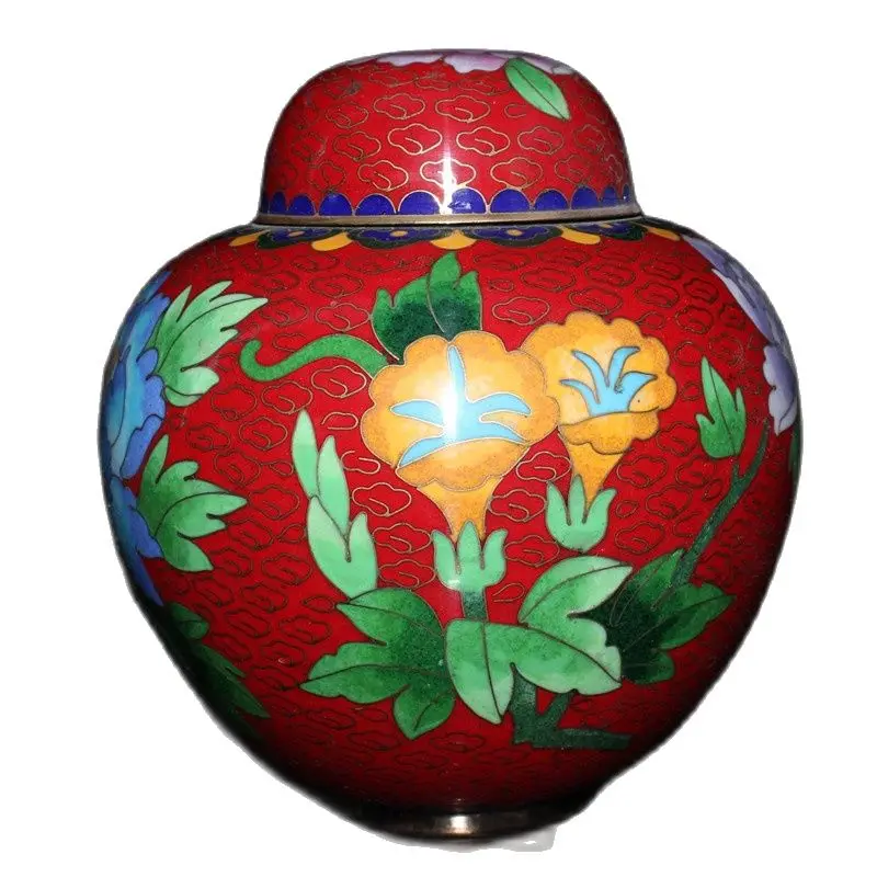 

Chinese Old Craft Cloisonne Painted Storage Jar Storage Tank Decoration