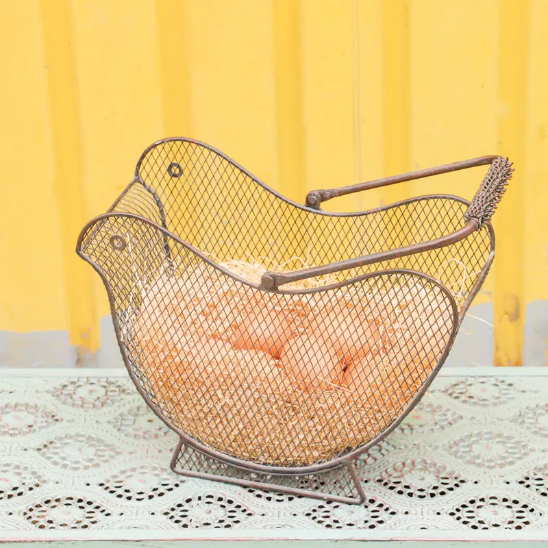 

bird shaped handcrafted metal retro vintage storage baskets