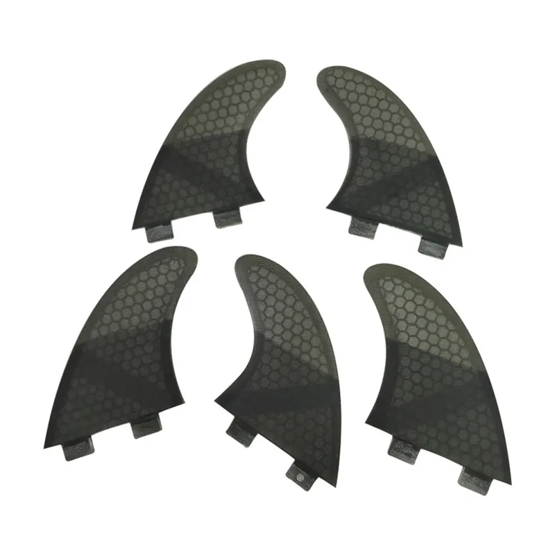 Fiberglass Surfboard Fin, Double Tabs, UK2.1, Honeycomb Fibre, 4 Color Fins, 5 in Per Set