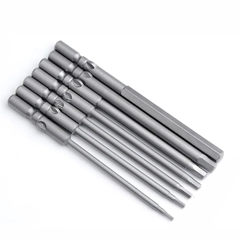 10PCS 802 Electric Screw driver bits 100mm Length 6mm Round Shank Magnetic Hexagon Screwdriver Bits Tool H1.5 H2 H3 H4 H5 H6 H8