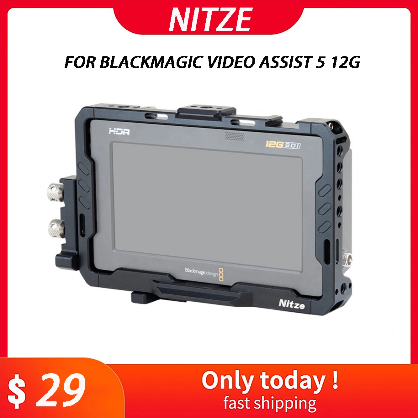 Nitze Monitor Cage for Blackmagic Video Assist 5 12G-SDI/HDMI