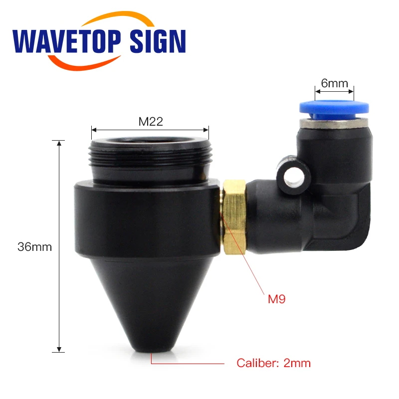 WaveTopSign Air Nozzle for 20x50.8mm Focus Lens and Laser Head for CO2 Laser Cutting and Engraving Machine