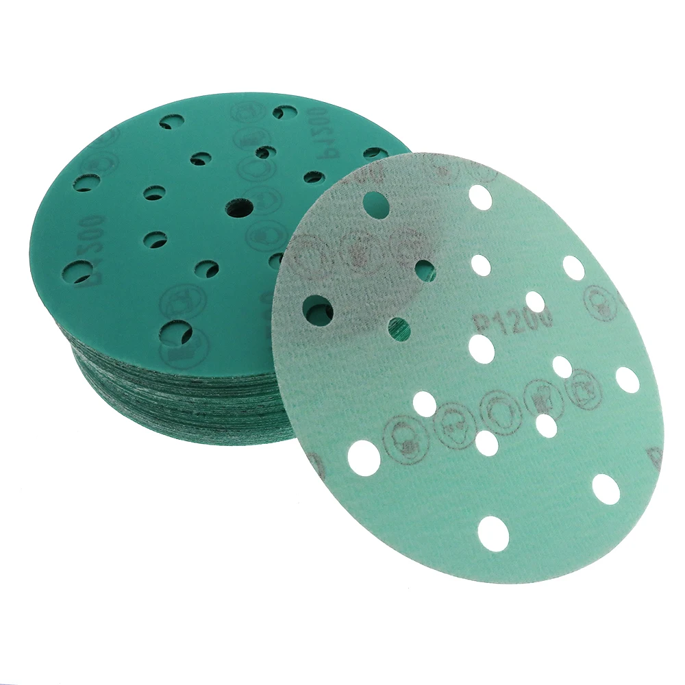 6 Inch 150MM 17 Holes 60-2000 Grits Hook and Loop PET Film Aluminum Oxide Wet&Dry Sandpaper Sanding Disc for Car Paint