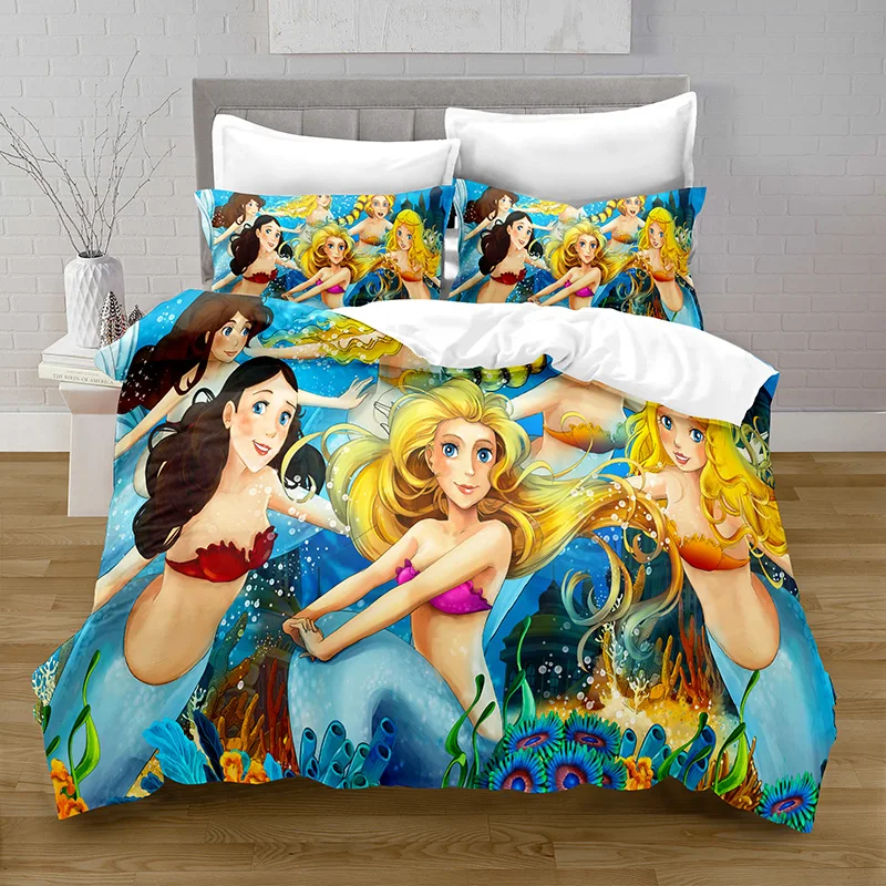 Home Textiles Printed Mermaid Underwater World Bedding Quilt Cover & Pillowcase 2/3PCS US/AE/UE Full Size Queen Bedding Set