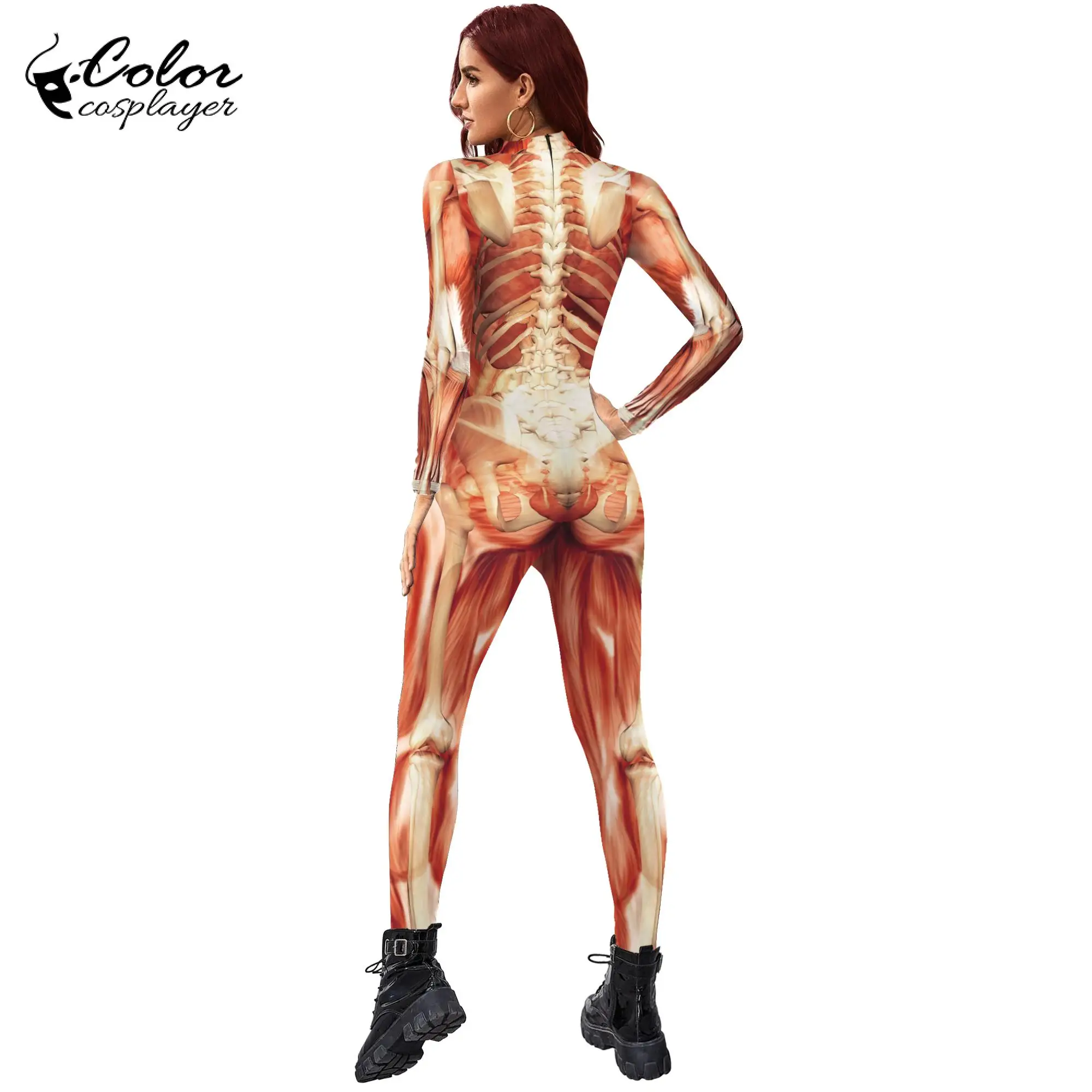 Color Cosplayer Halloween Body Muscle 3D Digital Printing Funny Jumpsuits for Unisex Adult Performance Outfits Zentai Bodysuits