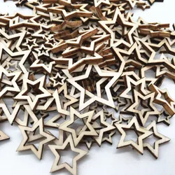 50pcs Unfinished Wood Cutout Star Shaped Wood Pieces for Wooden Craft DIY Projects, Gift Tags, Home Decoration