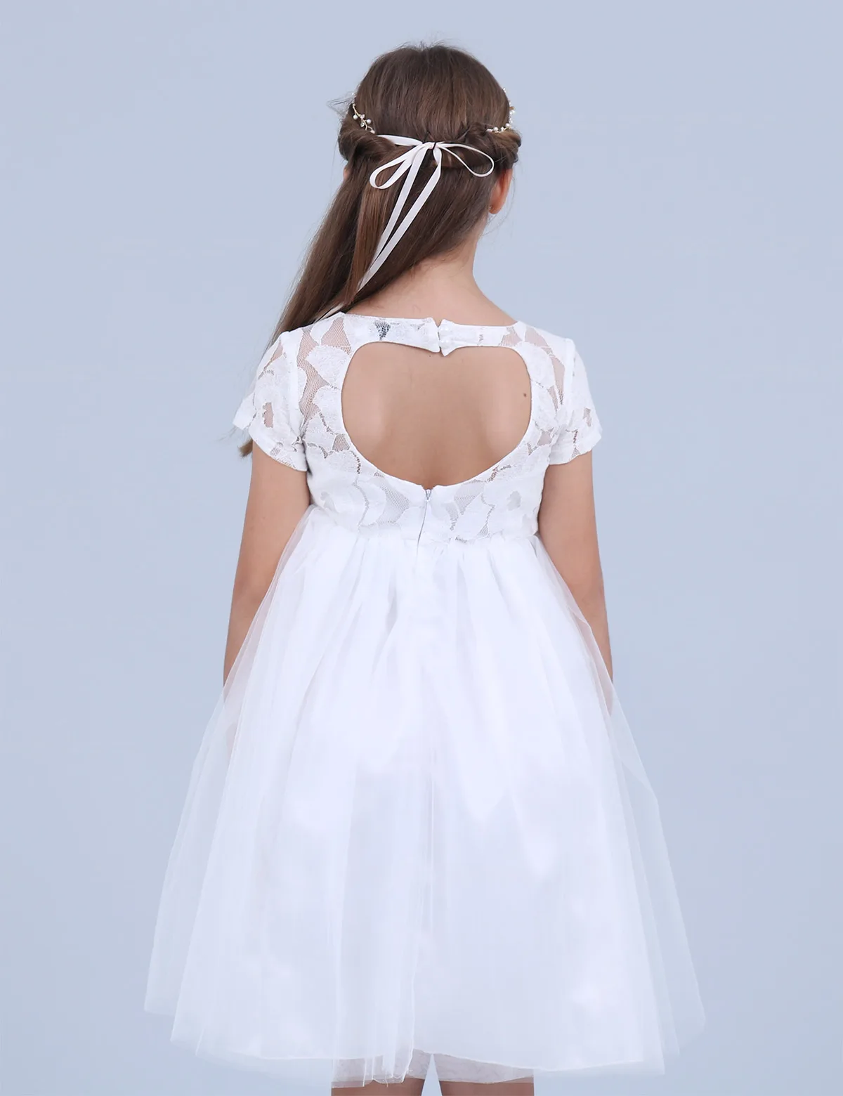 Kids White Flower Girls Princess Dress Pageant Wedding Bridesmaid Birthday Party Dresses Formal First Communion Prom Ball Gown