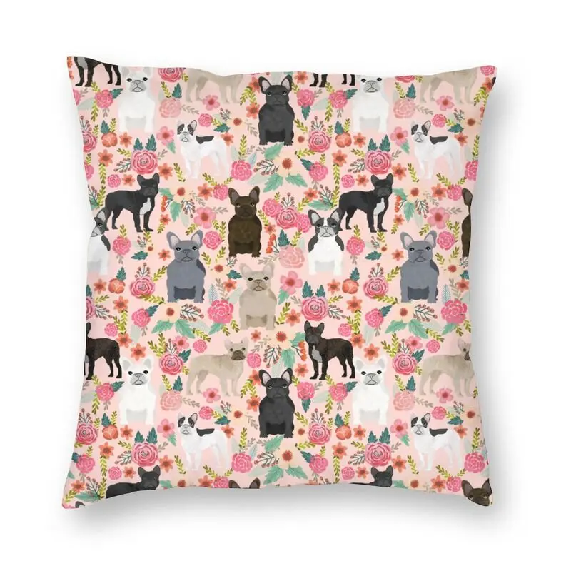 Pet Dog French Bulldog Cushion Cover Two Side 3D Print Florals Frenchies Floor Pillow Case for Sofa Custom Pillowcase Home Decor